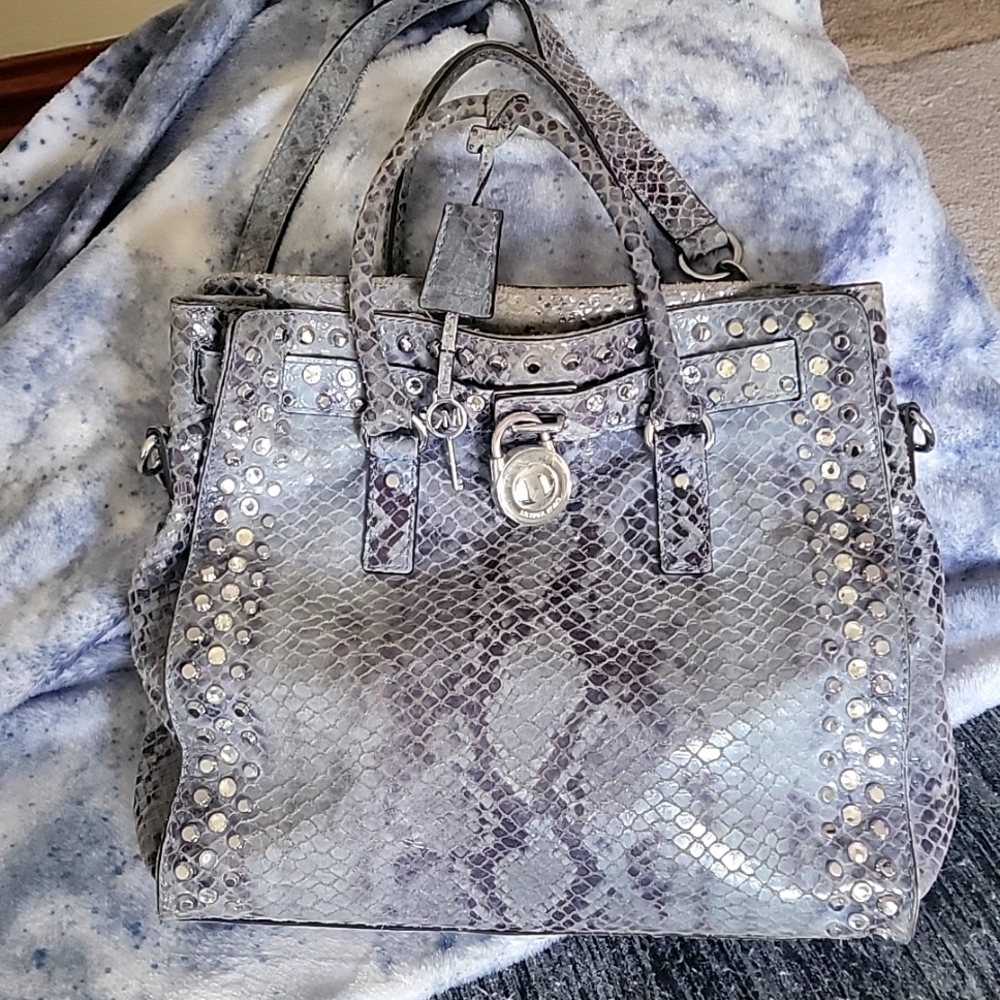 Michael Kors Hamilton jewel Blue Python Snake Soft Leather
